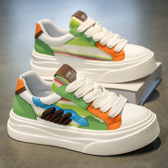 Damen sportive Plateau-Sneaker mit buntem Design EB