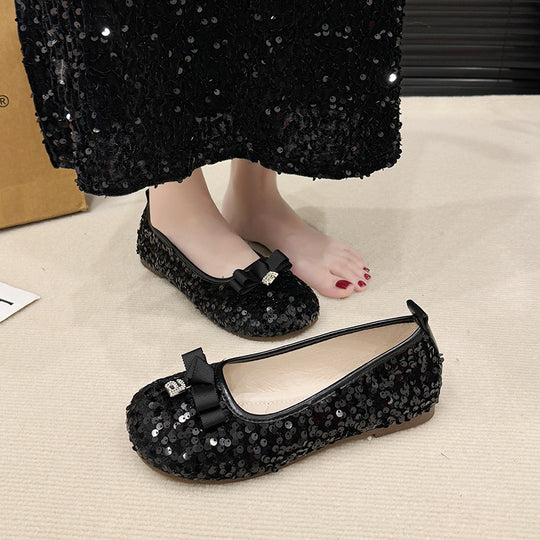 Damen Ballerinas mit Glitzer und Schleife von EB