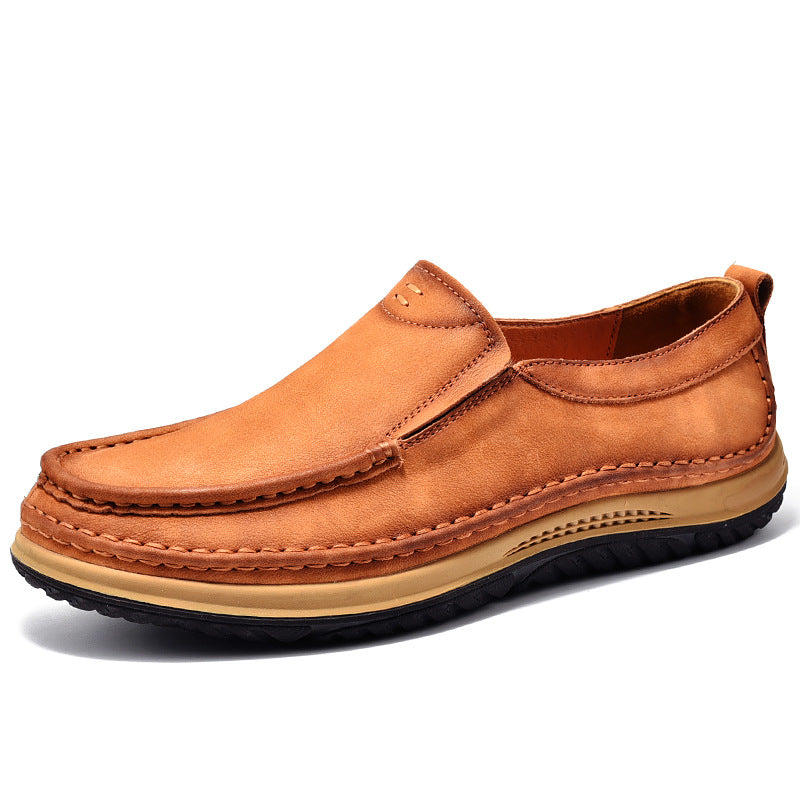 Herren Bequeme Slipper aus hochwertigem Leder mit rutschfester Sohle EB