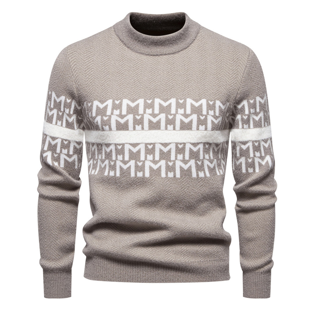 Herren Strickpullover mit modernem Zopfmuster und hohem Stehkragen EB