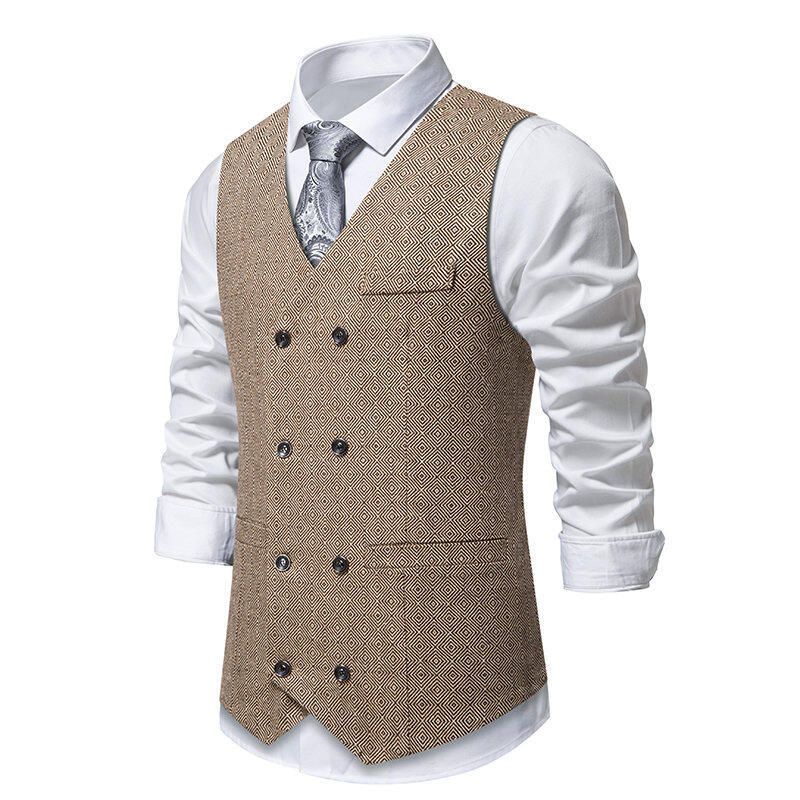 Herren elegante Doppelreiher-Weste mit dekorativem Muster EB