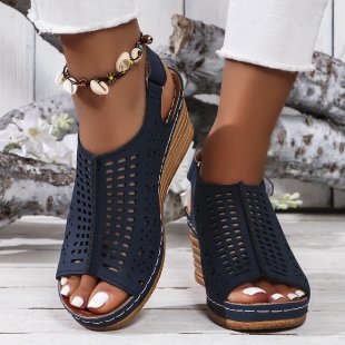 Damen Wedge-Sandalen mit luftiger Perforation und anatomischem Fußbett EB