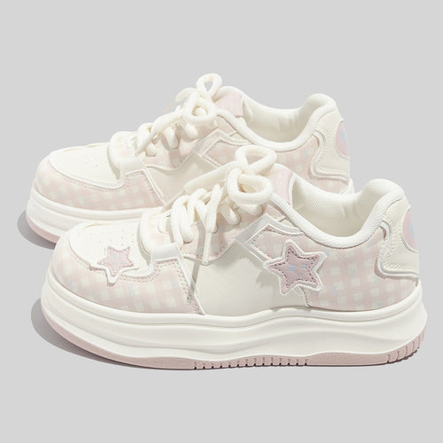 Damen Sportliche Sneakers mit verspieltem Sternen-Motiv und atmungsaktiver Oberflächenstruktur EB