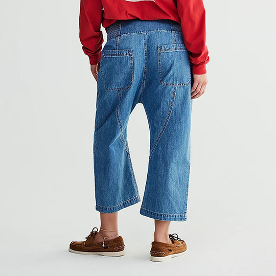 Damen lässige Loose-Fit Jeans mit elastischem Bund und geräumigen Taschen EB