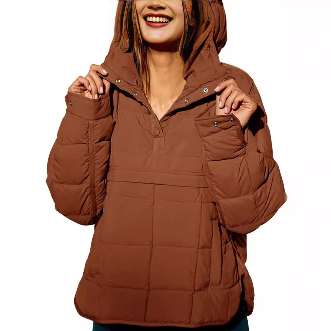 Damen lässige Winterjacke mit Steppdesign und Kragen EB