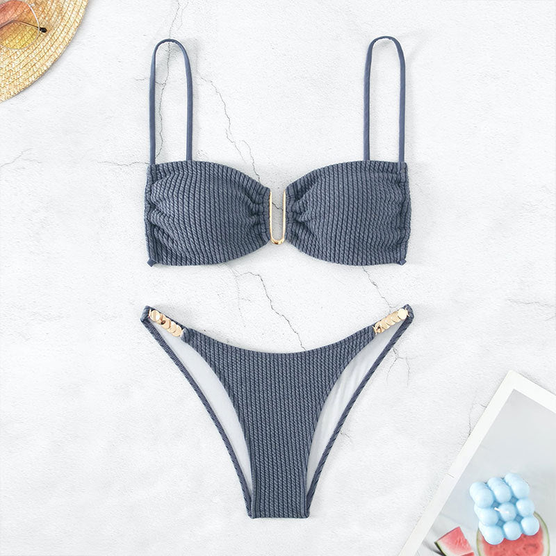 Damen Triangel-Bikini mit elegantem Stützband und modischen Akzenten EB