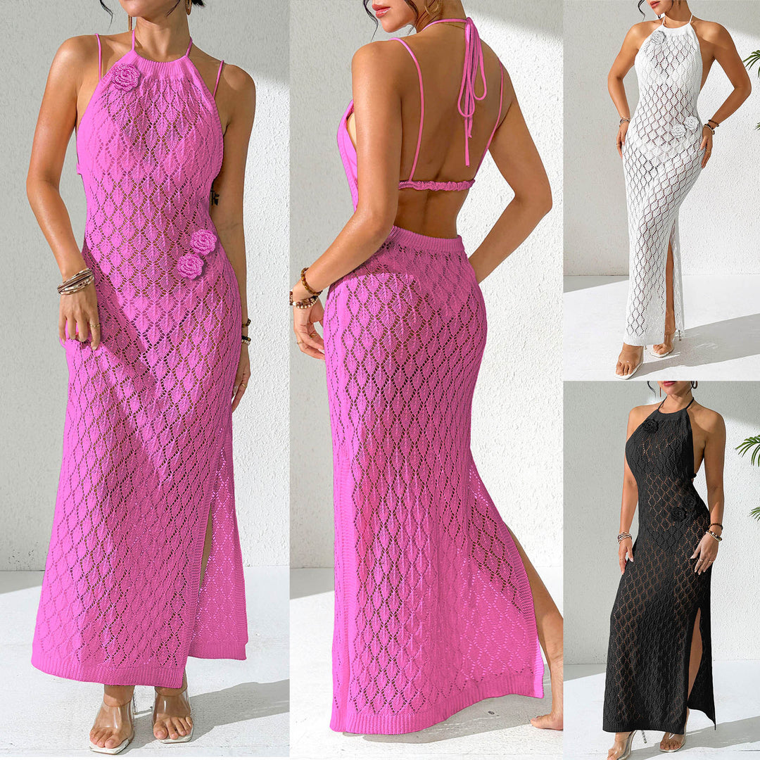 Damen eleganter Häkel-Maxikleid EB
