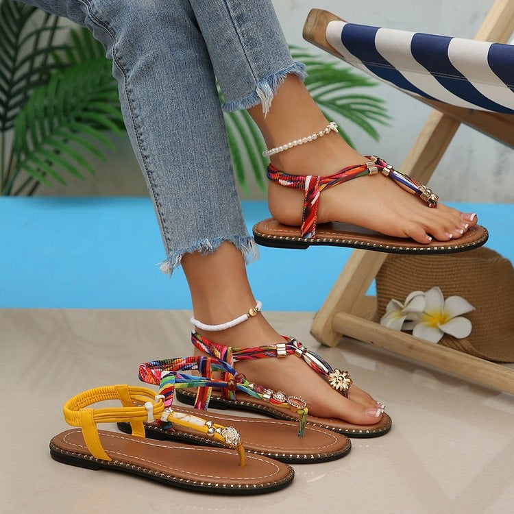 Damen Glitzernde Zehentrenner-Sandalen mit luxuriösen Schmuckdetails EB