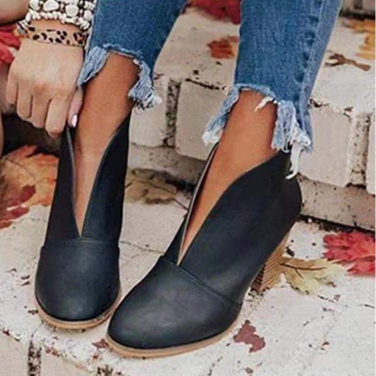 Damen modische Ankle Boots mit offenem Design und blockierendem Absatz EB