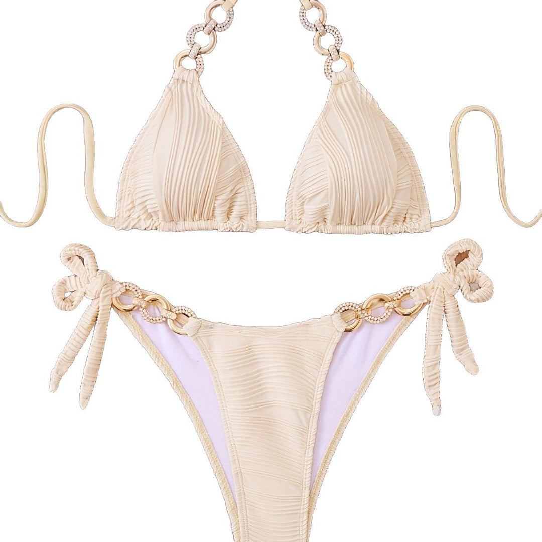 Damen Triangel-Bikini mit raffiniertem Rüschendesign und hochwertigen Ringdetails EB