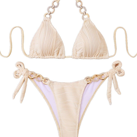 Damen Triangel-Bikini mit raffiniertem Rüschendesign und hochwertigen Ringdetails EB