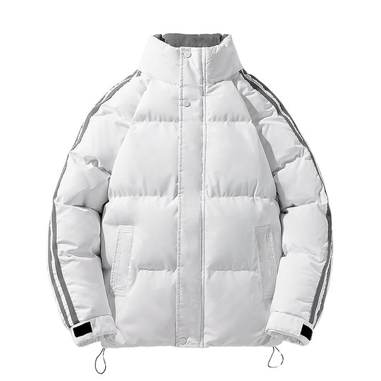 Herren sportlicher Stepp-Winterblouson mit hohem Stehkragen, Ärmelstreifen und verstellbarem Saum EB