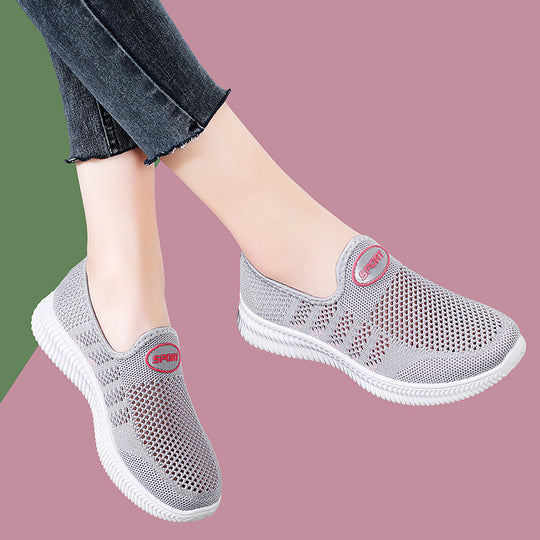 Damen Bequeme Slip-On Freizeitschuhe mit atmungsaktivem Obermaterial EB