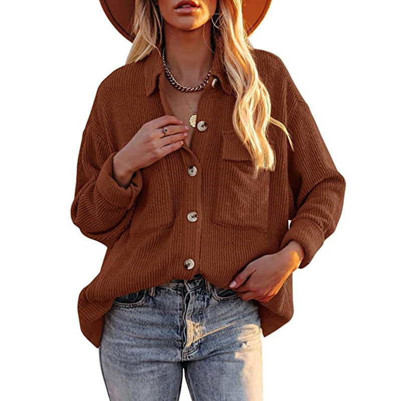 Damen lässige Strickjacke mit strukturiertem Design und praktischen Taschen EB