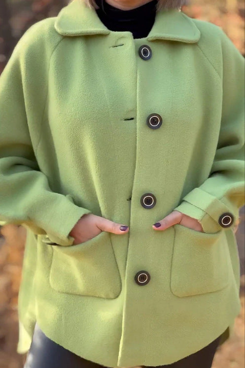 Damen Übergangsjacke mit großem Kragen und praktischen Taschen EB