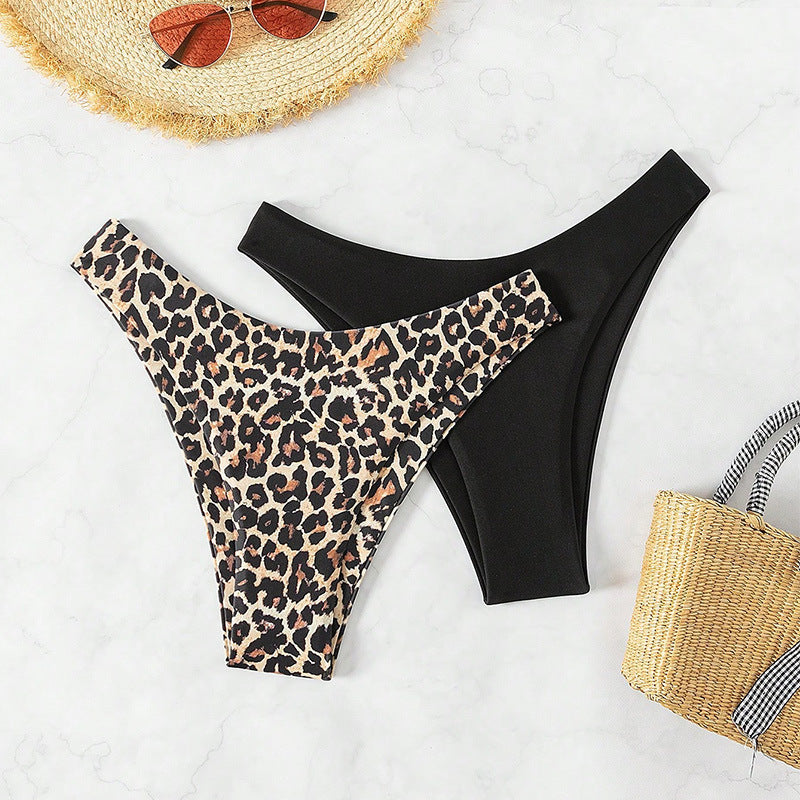 Damen Bikiniunterteil im stylischen Leoparden-Design und klassischem Schwarz EB