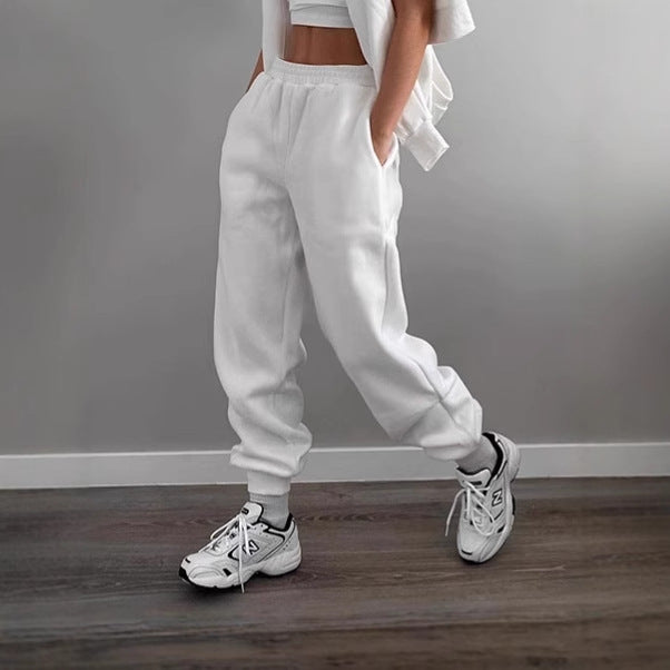 Damen Sportliche Jogginghose mit elastischem Bund und seitlichen Taschen EB