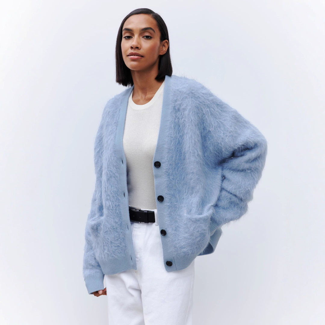 Damen Weicher Cardigan aus Mohair mit Knöpfen EB
