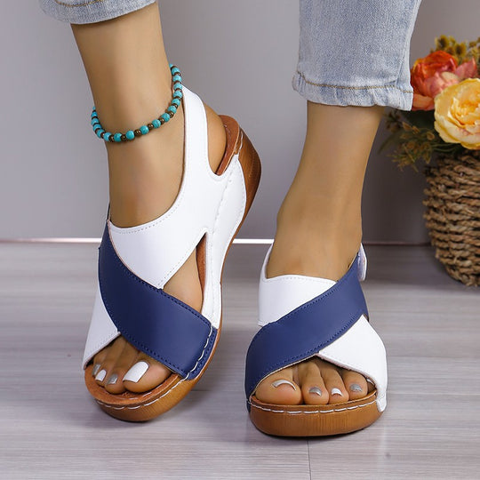 Damen Komfort-Slingback-Sandalen mit gepolstertem Fußbett und Klettverschluss EB
