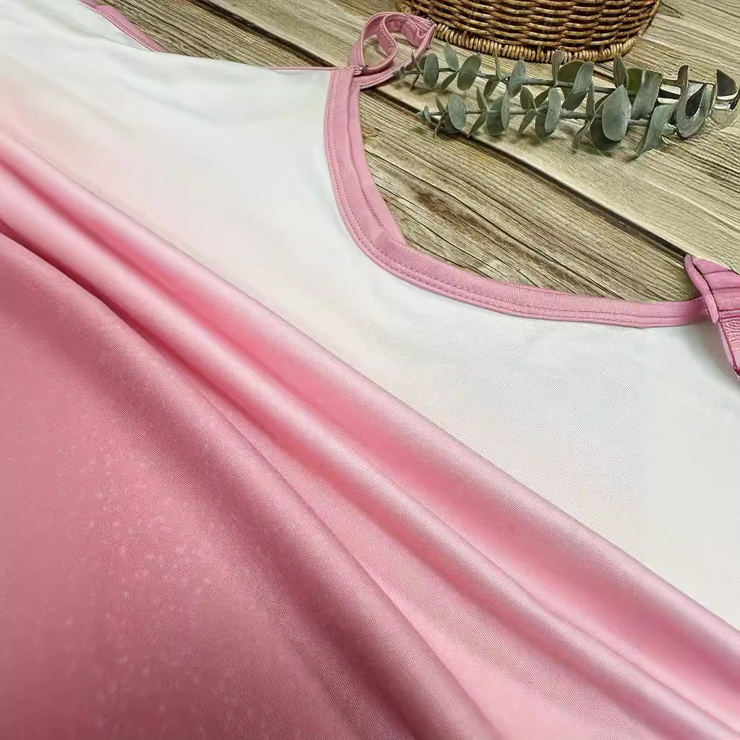 Damen Maxikleid mit tiefem V-Ausschnitt und lässigem Schnitt EB