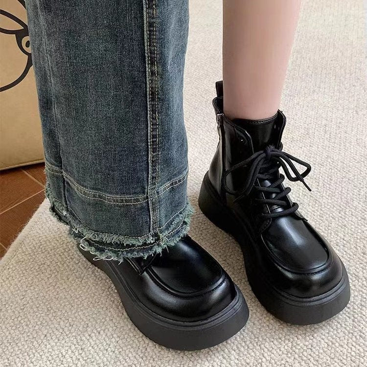 Damen Modische High-Top Stiefel mit robuster Plattformsohle und stylischem Schnürsystem EB
