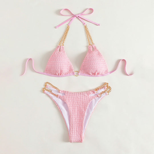Damen Triangel-Bikini mit Kettenakzenten und raffiniertem Design EB