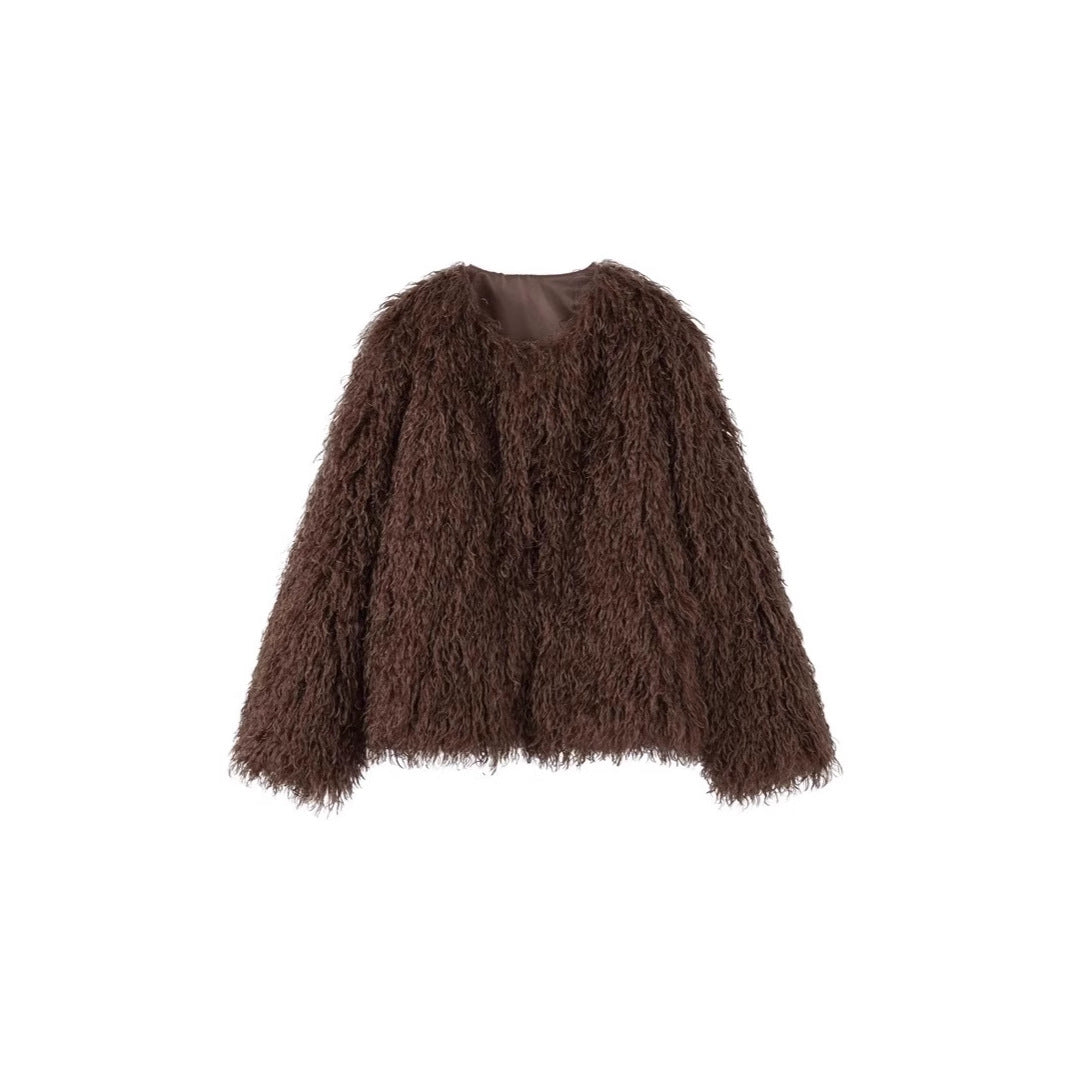 Damen Fleece-Überzieher im trendigen Bouclé-Stil EB