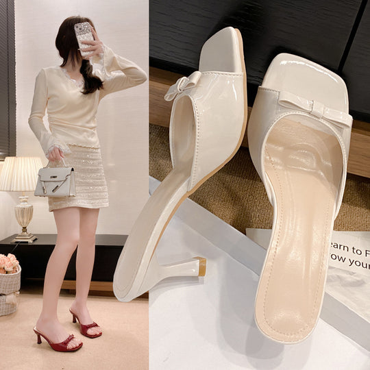 Damen elegante Absatzsandalen mit modischer Schleifenapplikation EB