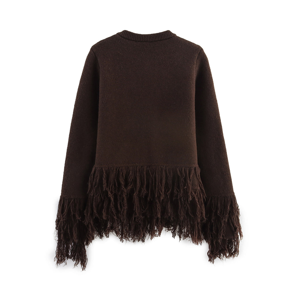 Damen eleganter Cardigan mit fransigen Details EB
