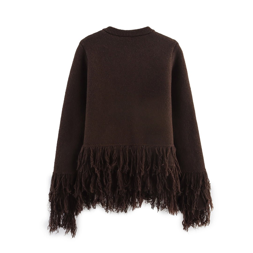 Damen eleganter Cardigan mit fransigen Details EB