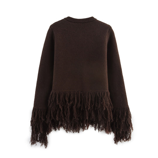 Damen eleganter Cardigan mit fransigen Details EB