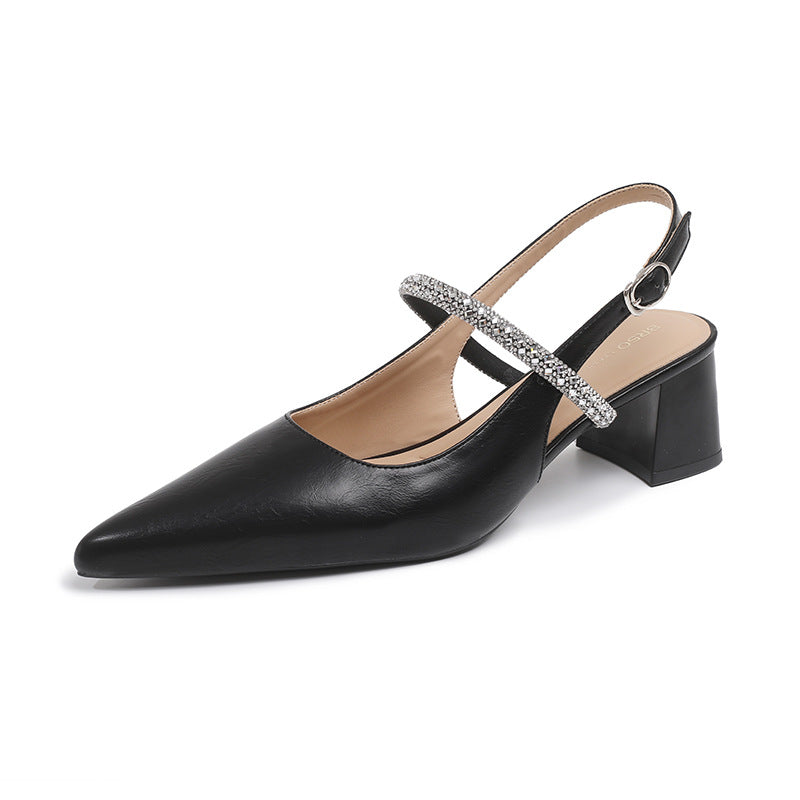 Damen Slingback-Pumps mit eleganter Strass-Applikation und komfortablem Blockabsatz EB