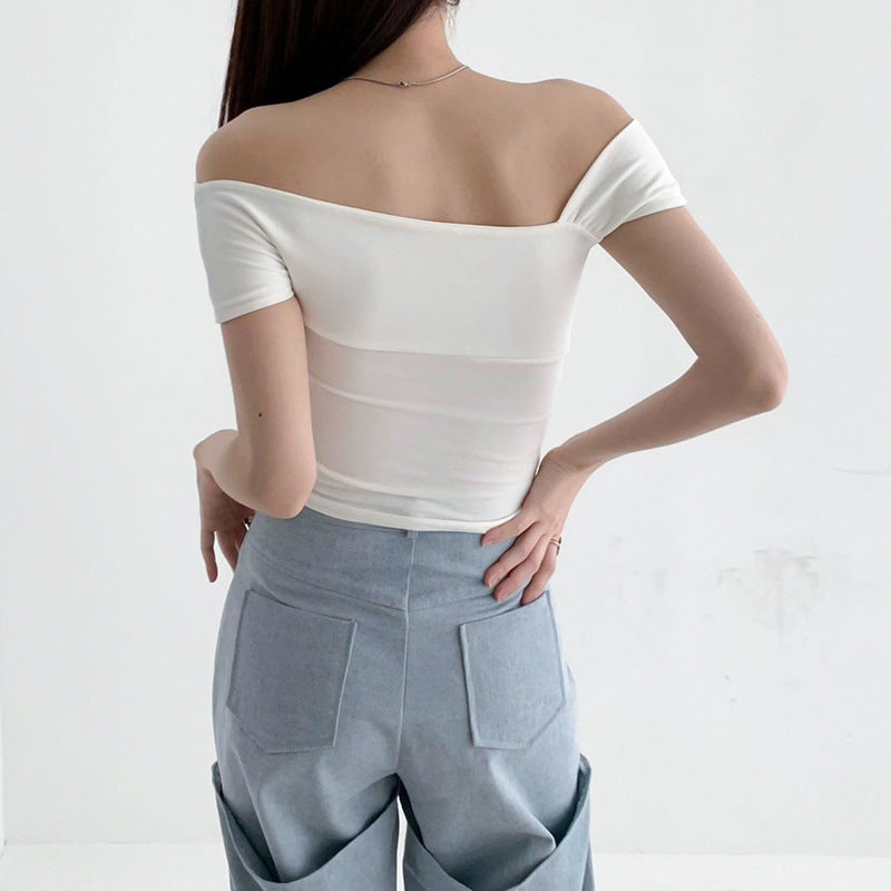 Damen modernes asymmetrisches Oberteil mit trendigem One-Shoulder-Design EB