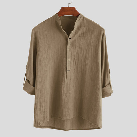 Herren Langarm-Henley-Hemd mit feinen Knopfdetails und lässigem Schnitt EB