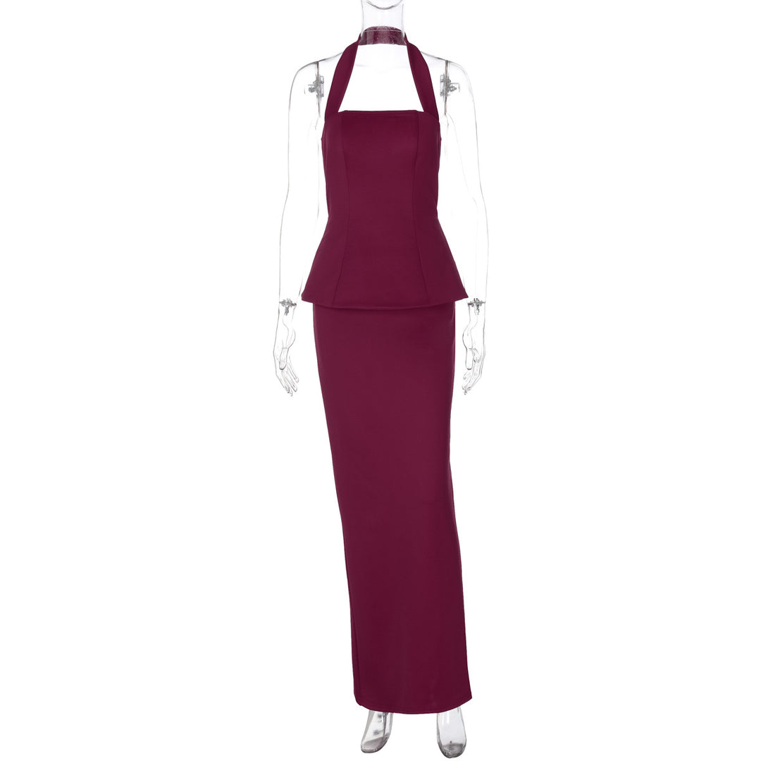 Damen Elegantes Maxikleid mit schmalem Schnitt und quadratischem Ausschnitt EB