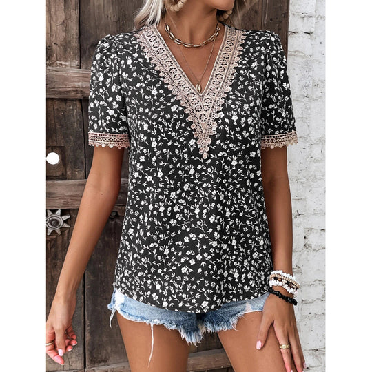 Damen Floral Bestickte Freizeitbluse EB