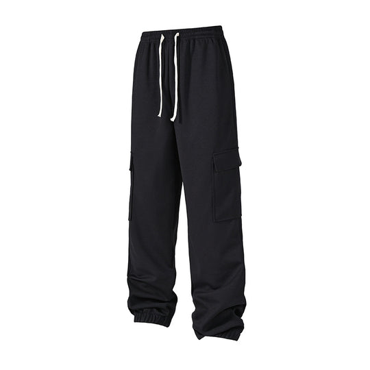 Herren lockere Cargo-Jogginghose mit elastischem Bund, Kordelzug und aufgesetzten Klappentaschen EB