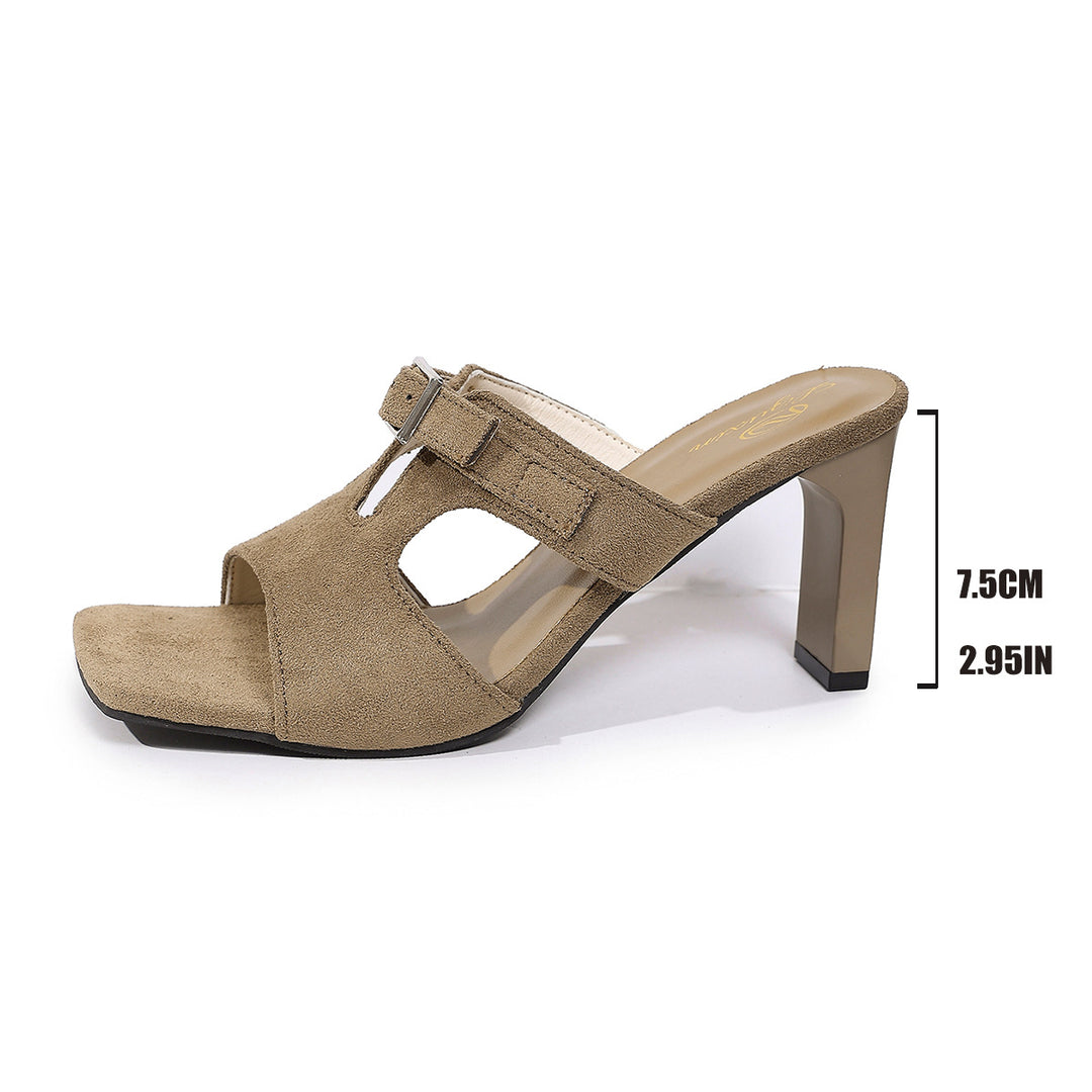 Damen Slingback-Pantoletten mit elegantem Riemendesign und modischem Absatz EB