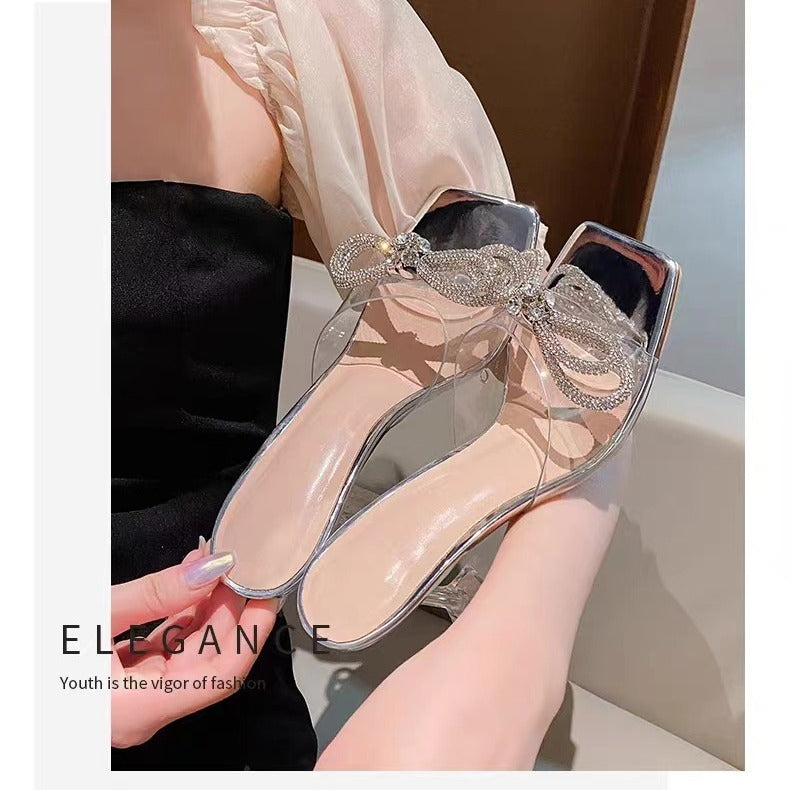 Damen transparente High Heels mit funkelnden Akzenten EB
