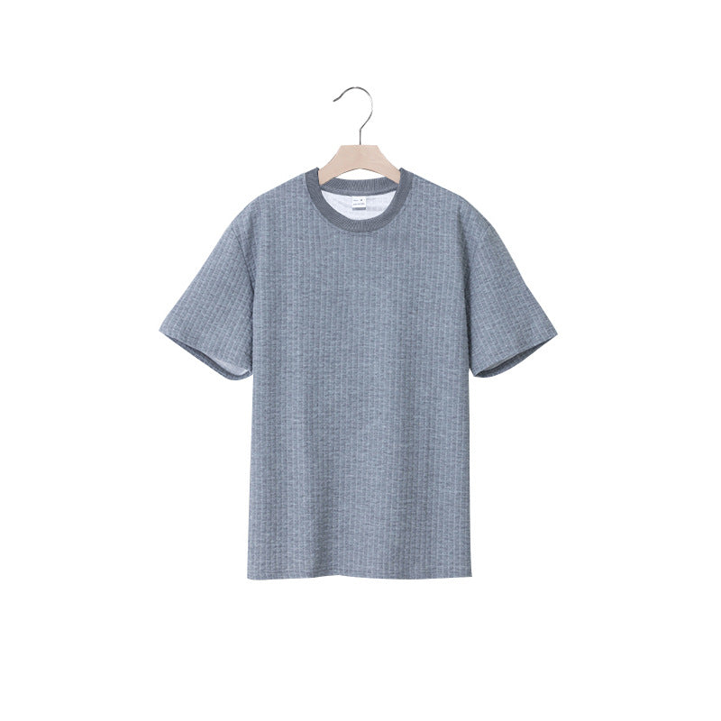 Herren lässiges Rundhals-T-Shirt mit strukturiertem Gewebe EB