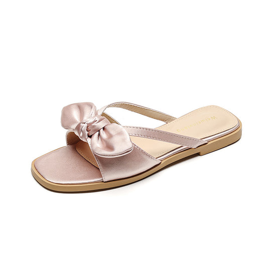 Damen elegante Flip-Flops mit dekorativem Schleifen-Design EB