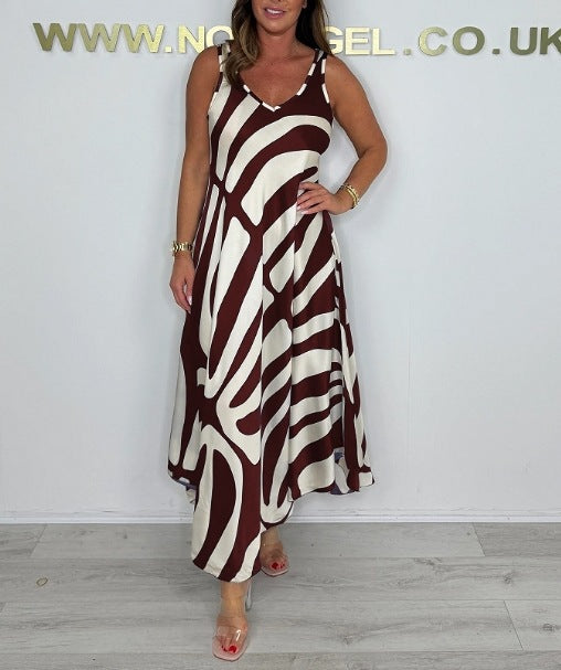 Damen Maxikleid mit modernem Muster und elegantem Schnitt EB