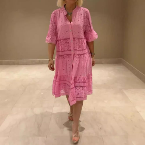 Damen Langarm-Hemdjacke aus luftiger Spitze Heidi-Mode