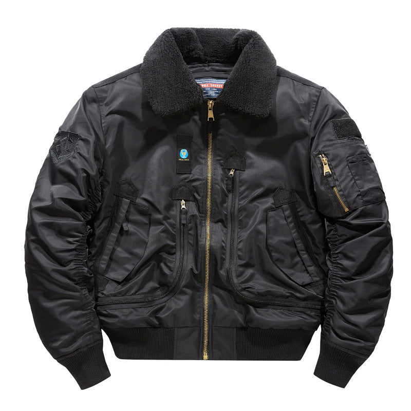 Herren Fliegerjacke mit Sherpa-Kragen und multifunktionalen Taschen EB