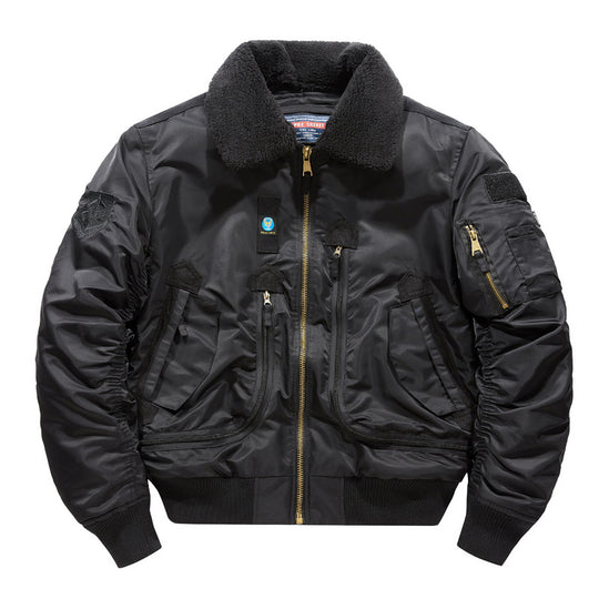 Herren Fliegerjacke mit Sherpa-Kragen und multifunktionalen Taschen EB