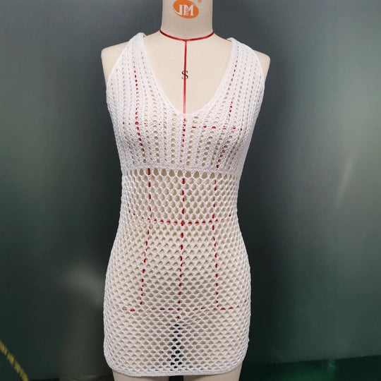 Damen Netzkleid mit tiefem V-Ausschnitt EB