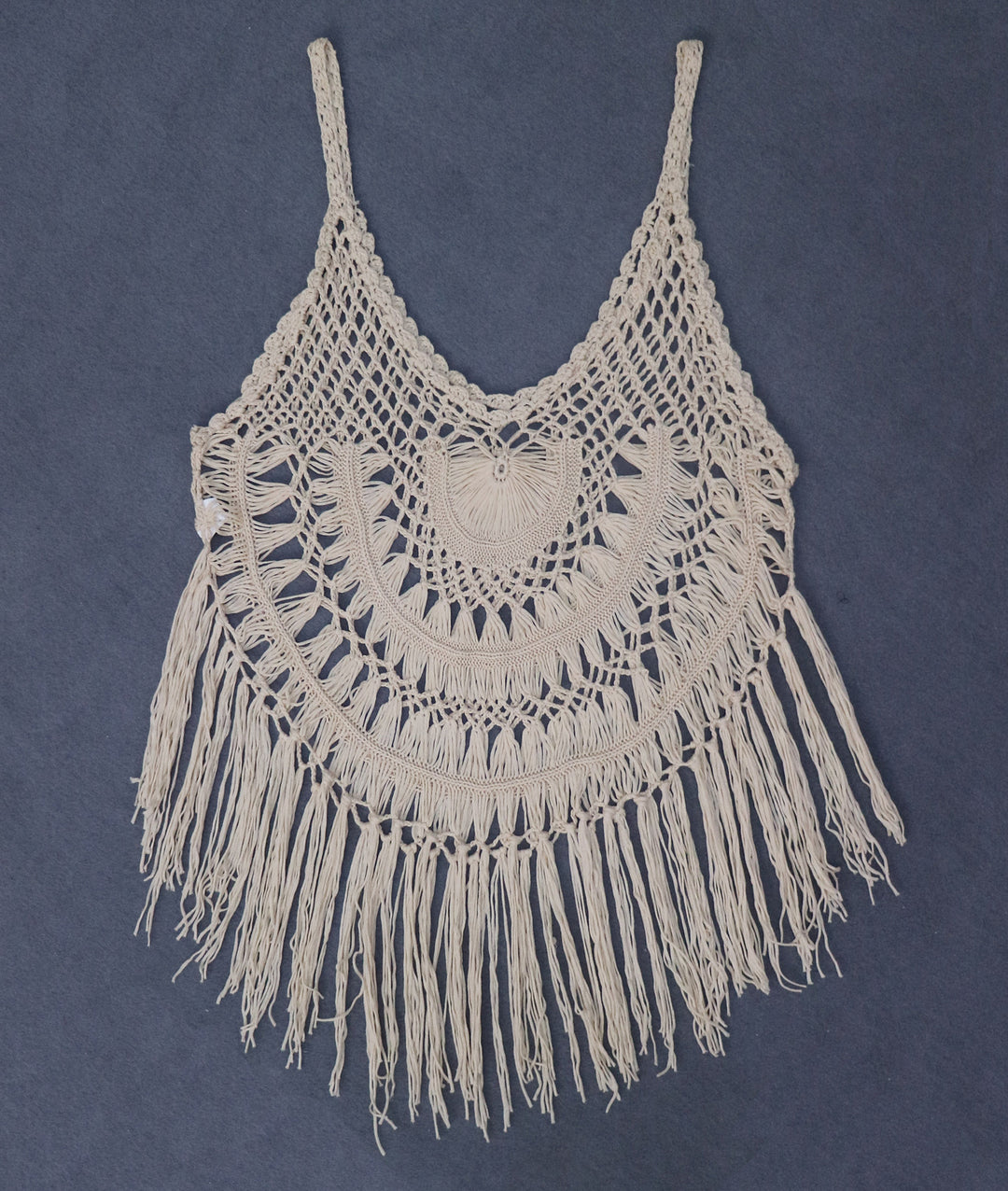 Damen gehäkelter Strandponcho mit Fransen EB