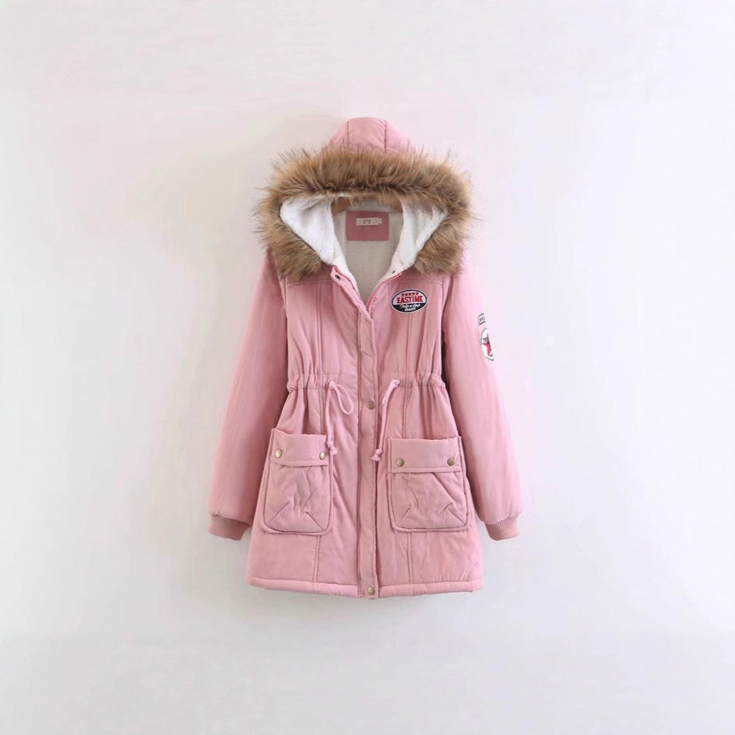 Damen Langer Utility-Parka mit Teddyfutter, Kapuze mit Kunstfell und Kordelzug EB