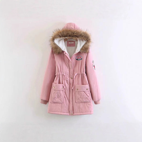 Damen Langer Utility-Parka mit Teddyfutter, Kapuze mit Kunstfell und Kordelzug EB