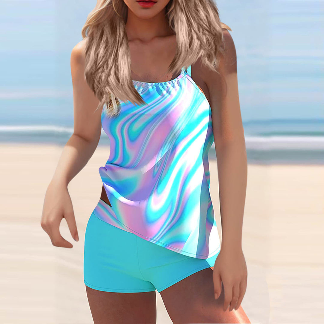 Damen Sportliches Tankini-Set mit stylischem Oberteil und bequemen Shorts EB